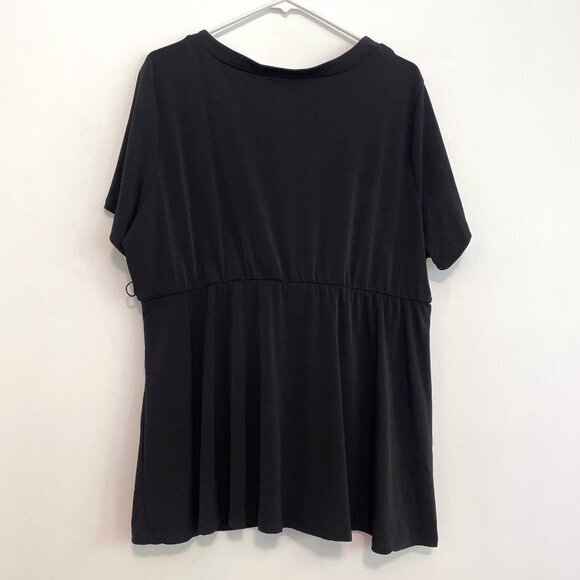 NEW NWT TORRID 3 Plus Size Jersey Knit Faux Wrap Top Black Short Sleeve NO BELT - Picture 13 of 15